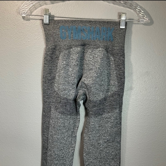 Gymshark Flex High Waisted Leggings - Charcoal Marl/Teal, Size Small B37 - Picture 7 of 10